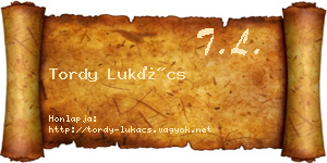 Tordy Lukács névjegykártya